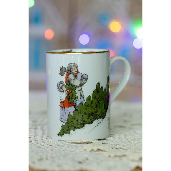 Fitz and Floyd Deck the Halls Mugs - Set of 2 | Vintage Christmas Coffee Cups - Picture 5 of 10